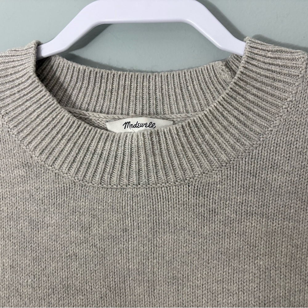 Madewell Gray "Brownstone" Side-Button Crewneck Sweater Size M - Picture 6 of 14